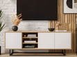 TV-Lowboard schwarzes Gestell Vivance Weiß und Eiche Artisan