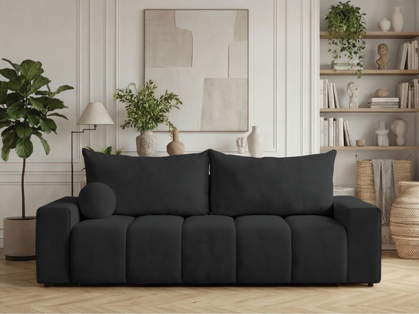 Schlafsofa mit Bettfunktion und Bettkasten Miro Schwarz