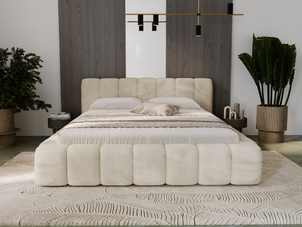Polsterbett mit Bettkasten und Lattenrost 160x200 Ibiza Creme