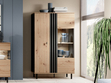 Vitrinenschrank Malone Artisan Eiche, Schwarz