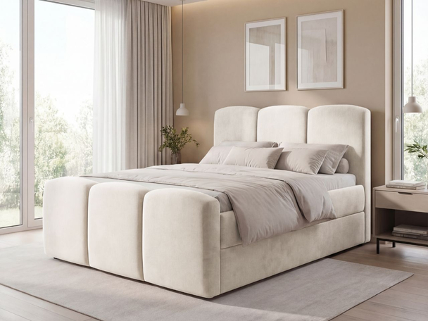Boxspringbett mit Bettkasten 120x200 Campi Creme
