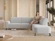 Ecksofa L-Form Rechts Regento Bouclé-Stoff Grau