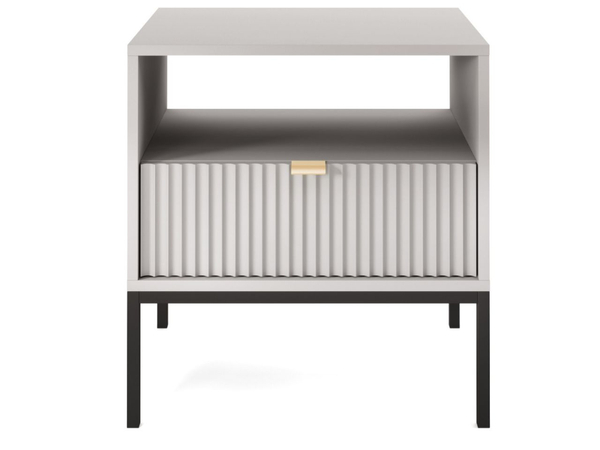 Nachtschrank mit Schublade Amber Grau, Schwarz Frame