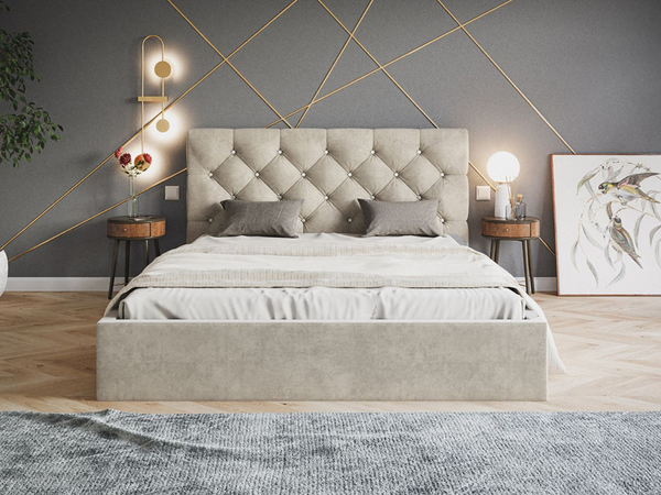 Polsterbett mit Bettkasten und Lattenrost 160x200 Selva Beige