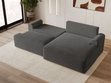 Ecksofa L-Form mit Schlaffunktion und Bettkasten Serene Rechts Dunkelgrau