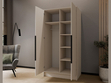 Kleiderschrank mit Spiegel 100 cm Lucca Kaschmir mit schwarzen Griffen