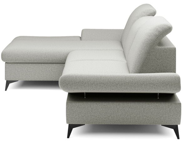 Ecksofa L-Form Links mit Schlaffunktion und Bettkasten Hannover Hellgrau