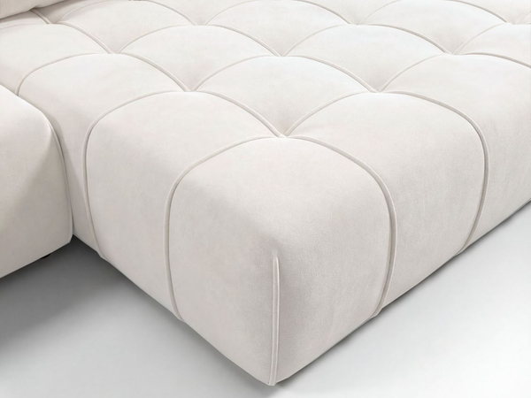 Ecksofa L-Form mit Schlaffunktion und Bettkasten Tulio Rechts Creme