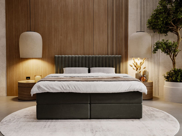 Boxspringbett mit Bettkasten 140x200 Marbella Dunkelgrau