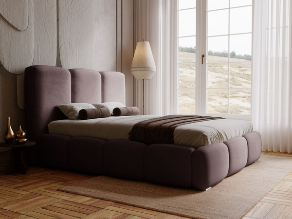 Polsterbett mit Bettkasten und Lattenrost 120x200 Bubble Braun