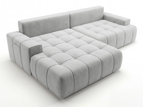 Ecksofa L-Form mit Schlaffunktion und Bettkasten Tulio Links Grau