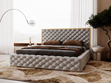 Polsterbett mit Bettkasten und Lattenrost 200x200 Wave Grau