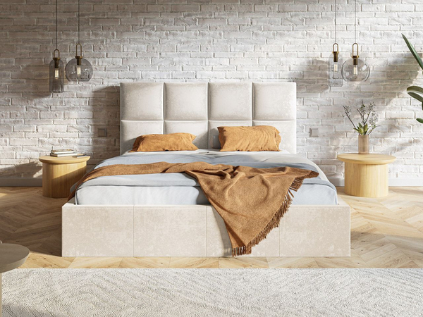 Polsterbett mit Bettkasten und Lattenrost 140x200 Malo Beige