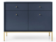 Kommode mit Türen sowie Schubladen mit Golden Metallbeinen 104 cm Amor Marineblau