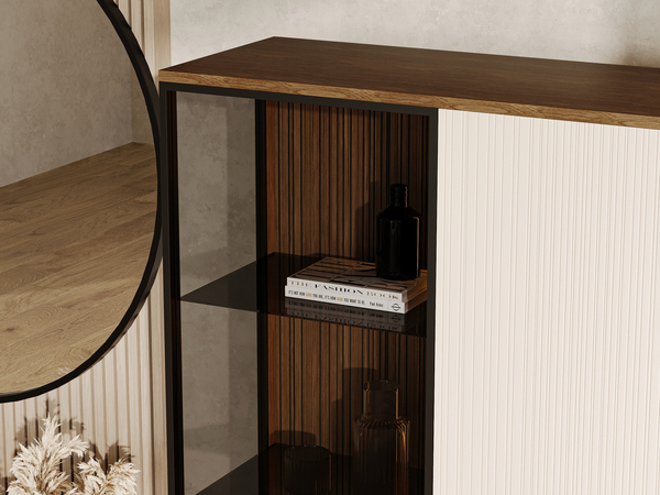 Vitrinenschrank mit LED Vinni Dunkler Walnuss Cashmere