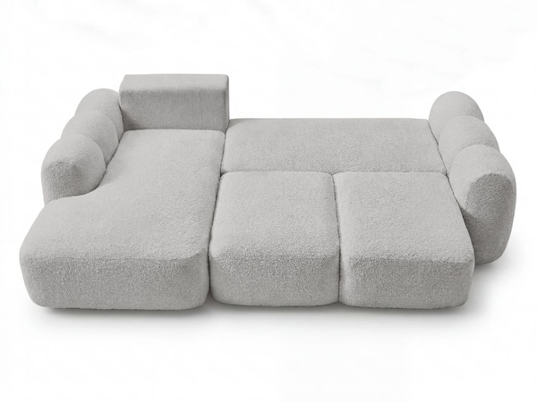 Ecksofa L-Form mit Schlaffunktion und Bettkasten Avelin Links Grau