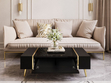 Couchtisch auf goldenen Beinen im Glamour-Stil Lunelie Schwarz Hochglanz