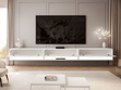 Hänge TV-Schrank 270 cm für Wohnzimmer mit LED-Beleuchtung Aurelie Weiß Hochglanz