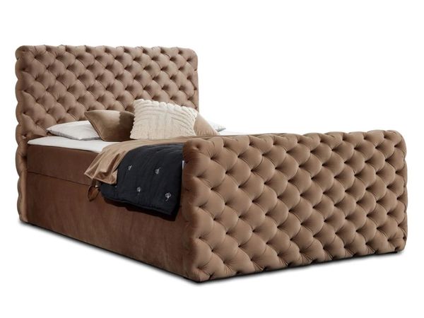 Boxspringbett mit Bettkasten 140x200 Cleo Lux Beige