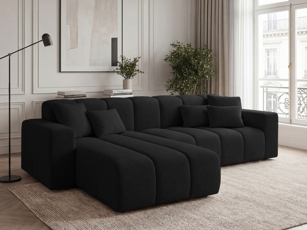 Ecksofa L-Form Links Nork Schwarz