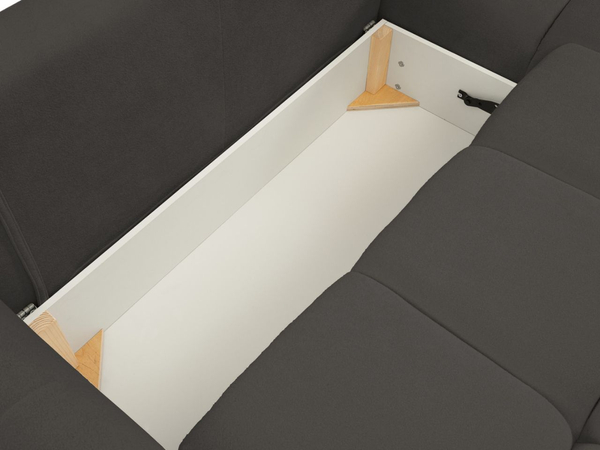 Ecksofa L-Form mit Schlaffunktion und Bettkasten Bene Schwarz