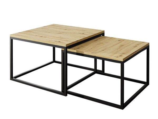 Couchtisch auf schwarzem Gestell Asumi Eiche Artisan 40x46