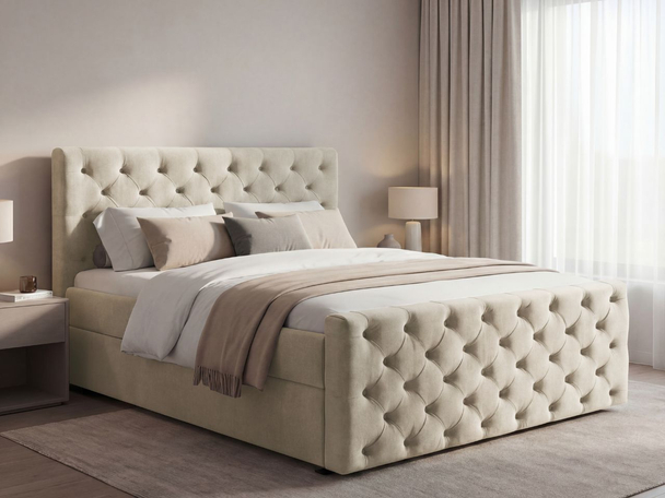 Boxspringbett mit Bettkasten 180x200 Montego Creme