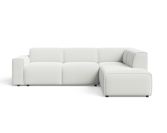 Ecksofa L-Form Rechts Eluno Bouclé-Stoff Weiß