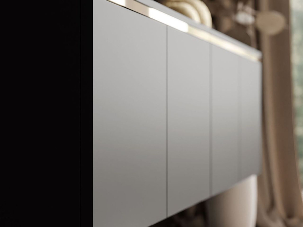 TV-Schrank zum Hängen im Glamour-Stil mit LED-Beleuchtung Celle Schwarz Matt