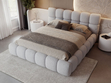 Polsterbett mit Bettkasten und Lattenrost 160x200 Modo aus Bouclé-Stoff Grau