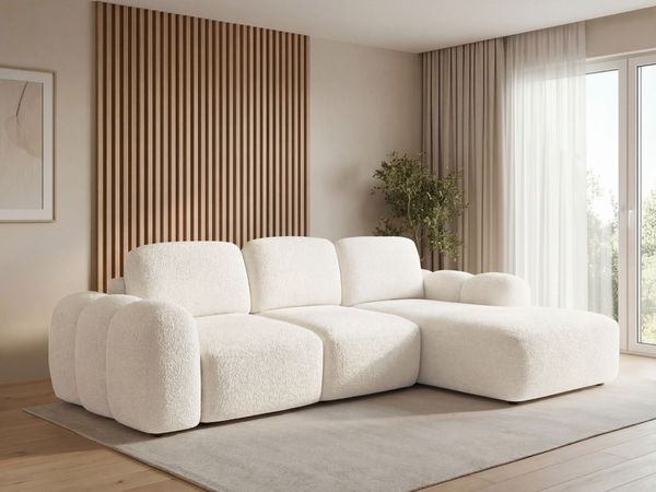 Ecksofa L-Form mit Schlaffunktion und Bettkasten Avelin Rechts Creme