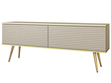 TV-Lowboard mit Türen 135 cm Diolo Beige mit geriffelter Vorderseit auf goldenen Beinen 