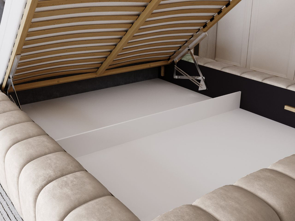 Polsterbett mit Bettkasten und Lattenrost 180x200 Italia Beige