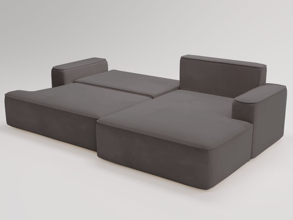 Ecksofa L-Form Rechts mit Schlaffunktion und Bettkasten California Dunkelgrau