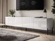 TV-Lowboard mit Türen auf Schwarzen Metallbeinen 200 cm Nodoo Weiß Hochglanz