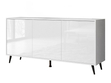 Dreitürige Kommode 154 cm Glamour-Stil auf schwarzfarbenen Metallbeinen Vivance Weißglanz