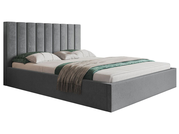 Polsterbett mit Bettkasten und Lattenrost 140x200 Sesto Grau