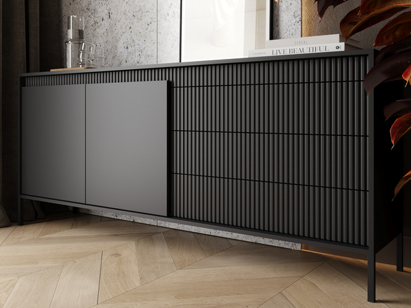 Kommode mit Türen und Schubladen 187 cm Sorano Schwarz