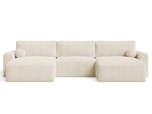 Wohnlandschaft mit Schlaffunktion und Bettkasten Aurora Beige