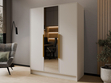 Kleiderschrank mit Spiegel 150 cm Lucca Kaschmir mit goldenen Griffen