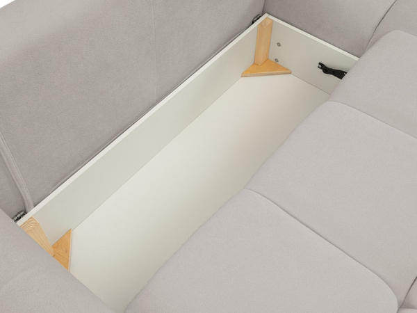 Ecksofa L-Form mit Schlaffunktion und Bettkasten Bene Hellgrau