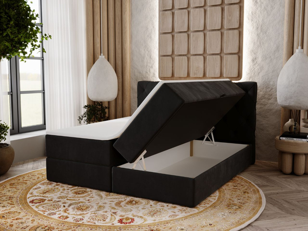 Boxspringbett mit Bettkasten 200x200 Napoli Anthrazit