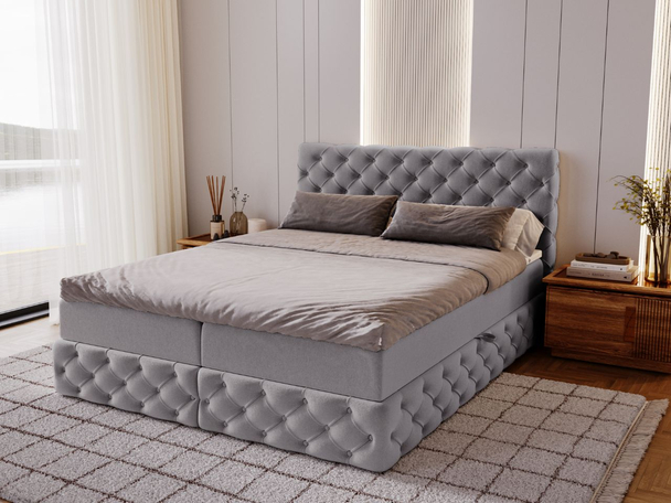 Boxspringbett mit Bettkasten 140x200 Canolo Grau