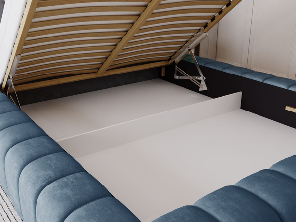 Polsterbett mit Bettkasten und Lattenrost 160x200 Italia Blau