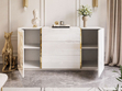 Wohnzimmer-Set im Glamour-Stil Lunelie Weiß Hochglanz
