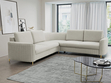 Ecksofa L-Form Links mit Schlaffunktion und Bettkasten Limon Hellgrau