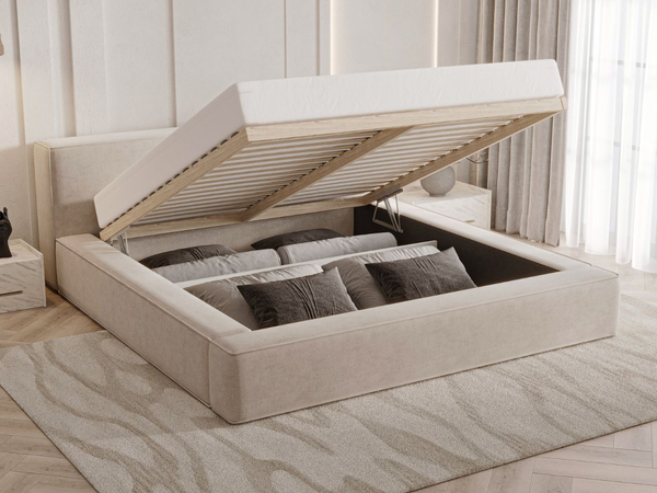 Polsterbett mit Bettkasten und Lattenrost 180x200 Mali Beige