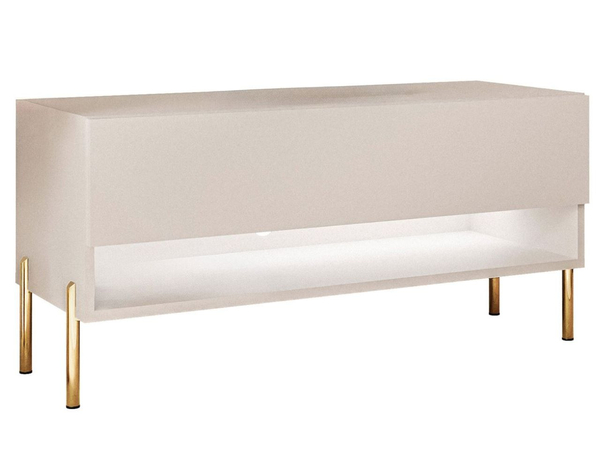 TV-Schrank 90 cm mit LED-Beleuchtung und goldenen Metallbeinen Aurelie Kaschmir matt