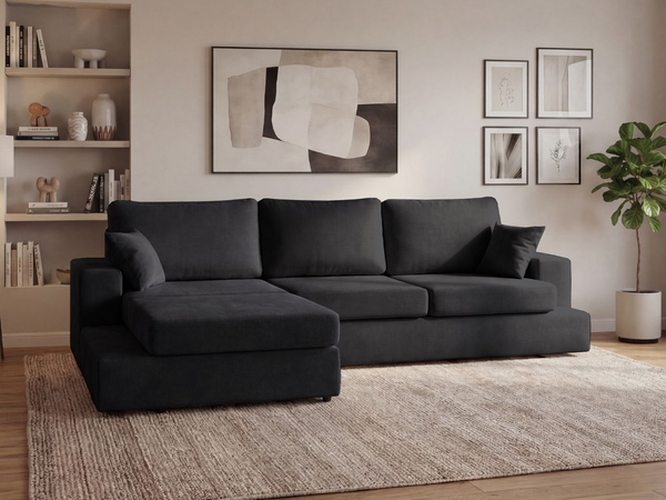 Ecksofa L-Form fürs Wohnzimmer Nesto Links Schwarz