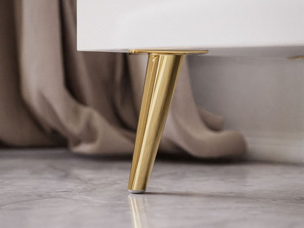 Viertürige Kommode 158 cm Glamour-Stil auf goldfarbenen Metallbeinen Lunelie Weißglanz